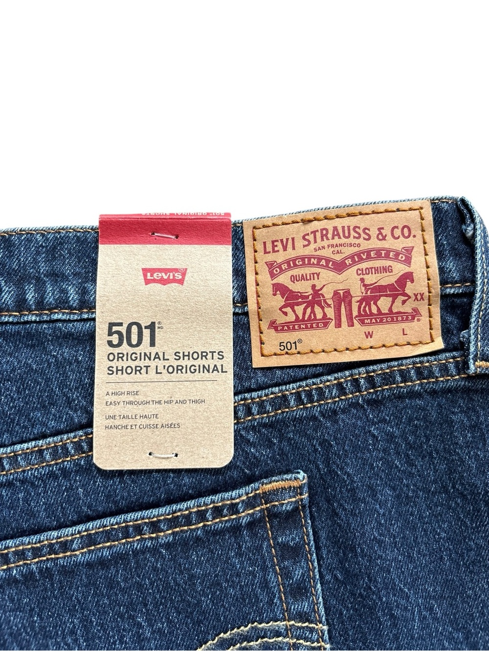 Levi’s 501 Original High Rise Denim Shorts NWT Dark Wash Button Fly Size 20